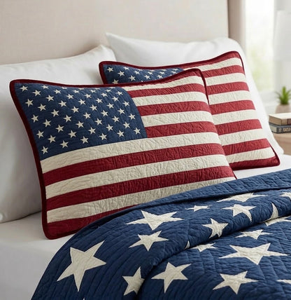 Patriotic Prairie Star Quilted Bedding Pillow Case NCU0DQQ0293