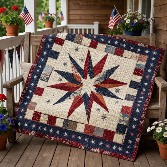 Patriotic Star Quilted Blanket NCU0DQQ0896