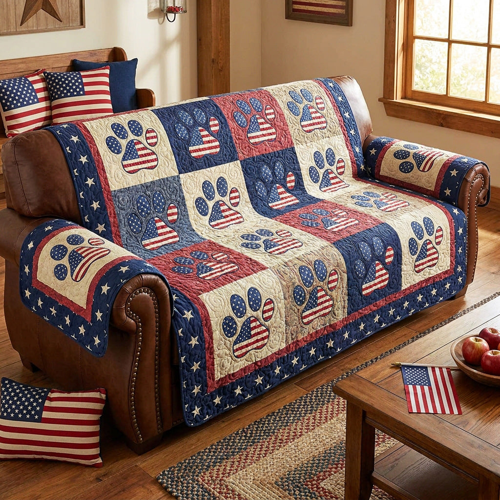 Paw Patchwork Quilted Sofa Cover NCU0NTV1067