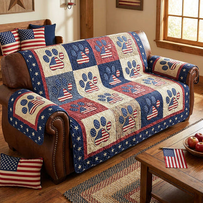 Paw Patchwork Quilted Sofa Cover NCU0NTV1067