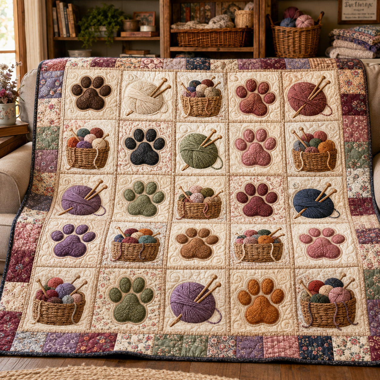 Paw and Yarn Quilted Blanket NCU0NTV1133