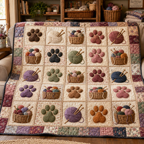 Paw and Yarn Quilted Blanket NCU0NTV1133