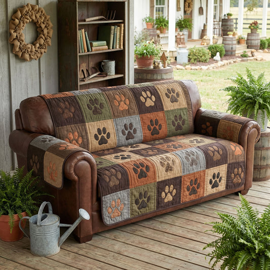 Pawprint Homestead Quilted Sofa Cover NCU0PTT3024
