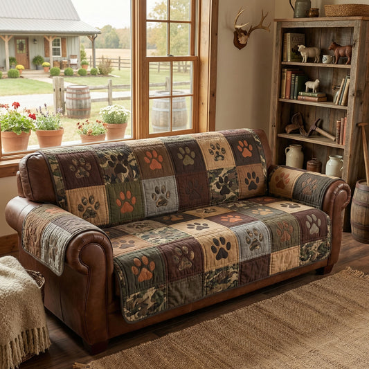 Pawprint Patchwork Haven Quilted Sofa Cover NCU0PTT3025