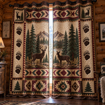 Pawprint Stag Summit Quilted Curtains NCU0PVL1128