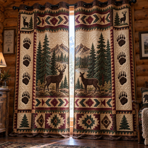 Pawprint Stag Summit Quilted Curtains NCU0PVL1128