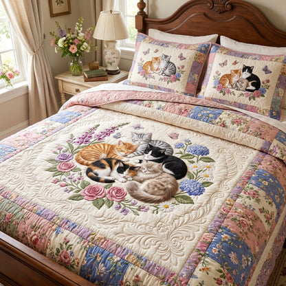 Paws In Bloom 3-Piece Quilted Bedding Set NCU0DV2194