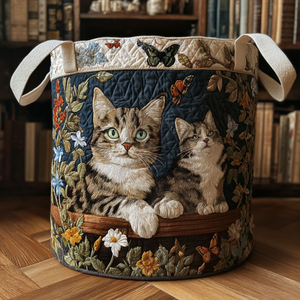 Blooming Cat Quilted Laundry Basket NCU0QN062