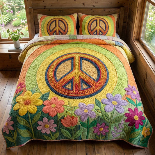 Peace Garden 3-Piece Quilted Bedding Set NCU0DV2054