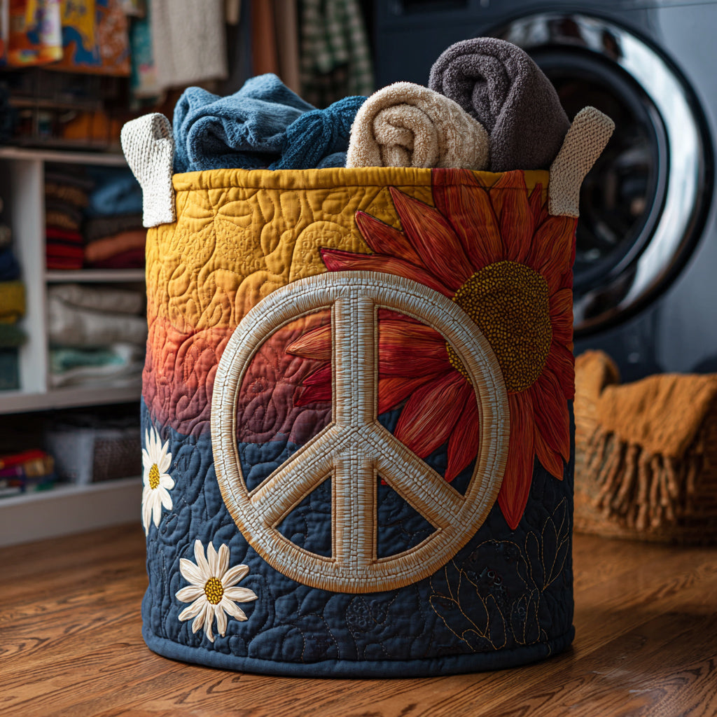 Peace Hippie Quilted Laundry Basket NCU0HNH276
