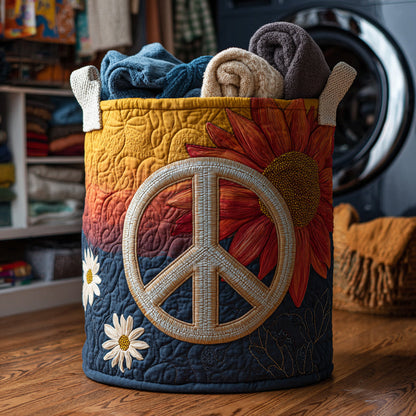 Peace Hippie Quilted Laundry Basket NCU0HNH276