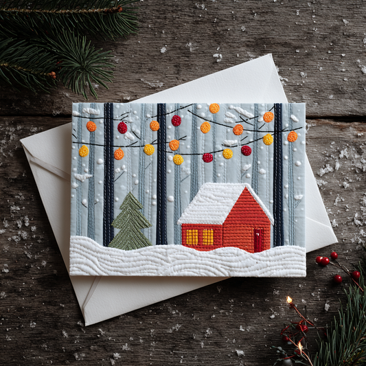 Peaceful Barn Quilted Fabric Postcard NCU0DDK1903