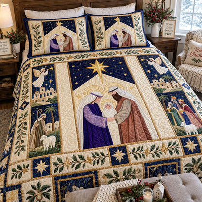 Peaceful Bethlehem 3-Piece Quilted Bedding Set NCU0PTT3472
