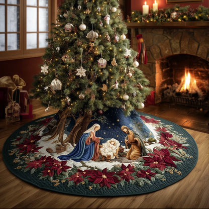 Peaceful Bethlehem Night Christmas Quilted Tree Skirt NCU0HTT036