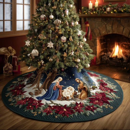 Peaceful Bethlehem Night Christmas Quilted Tree Skirt NCU0HTT036