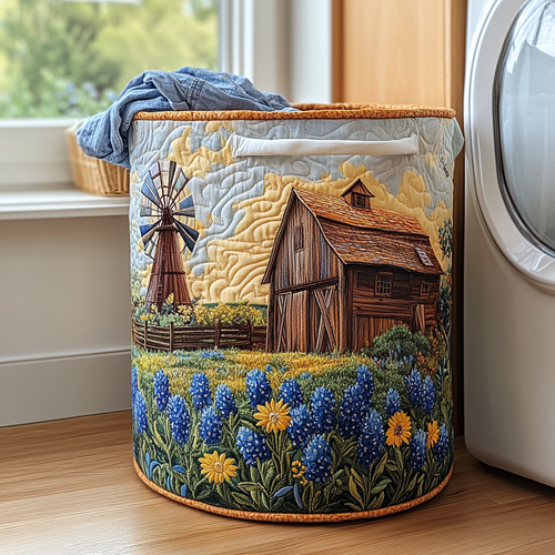 Peaceful Bloom Quilted Laundry Basket NCU0DDK916