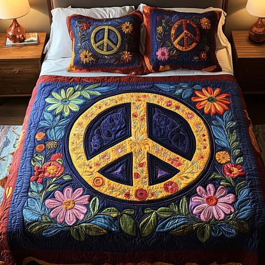 Peaceful Blossoms 3-Piece Quilted Bedding Set NCU0NT2166