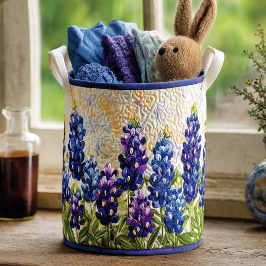 Peaceful Bluebonnet View Quilted Laundry Basket NCU0NNT1306