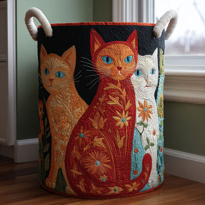 Peaceful Cat Quilted Laundry Basket NCU0DDK2146
