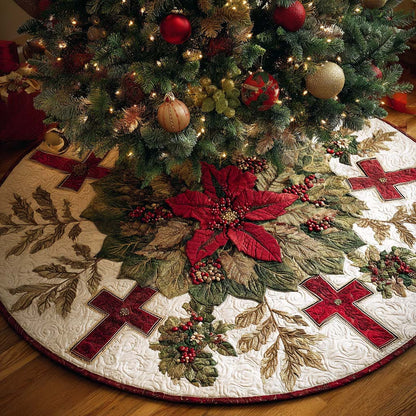 Peaceful Cross Christmas Quilted Tree Skirt NCU0NNT2491