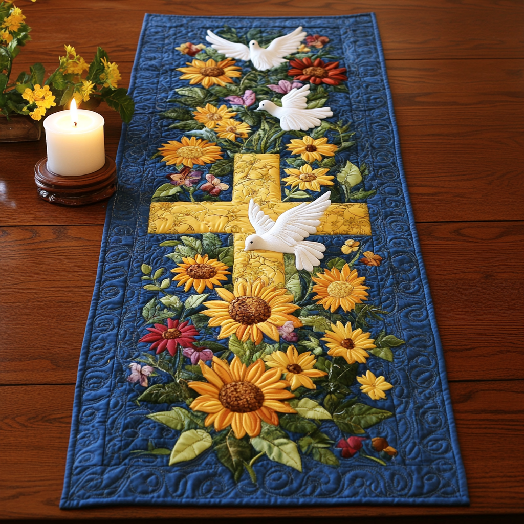 Peaceful Garden Quilted Table Runner NCU0NVH364