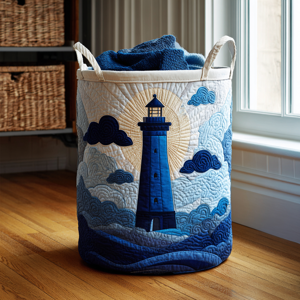 Peaceful Lighthouse Quilted Laundry Basket NCU0DDK1553