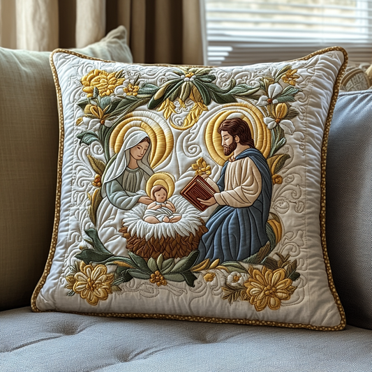 Peaceful Manger Moment Quilted Pillow Case NCU0DV019