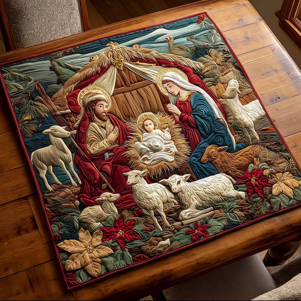Peaceful Manger Quilted Pillow Case NCU0DQQ084