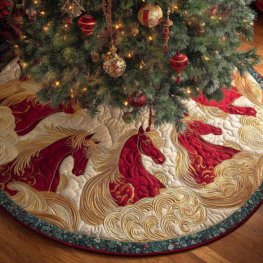 Peaceful Pasture Snow Christmas Quilted Tree Skirt NCU0NTD797