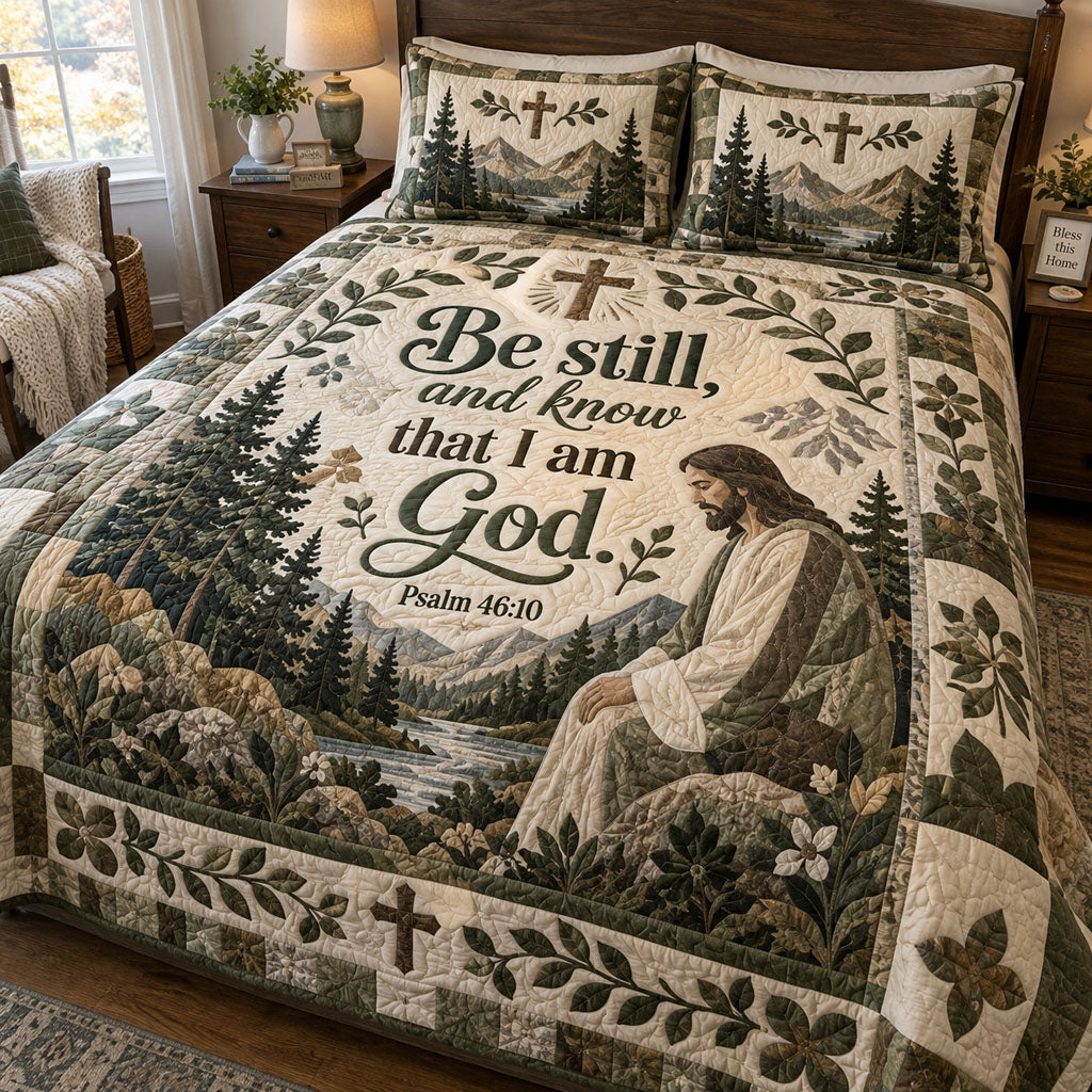 Peaceful Presence 3-Piece Quilted Bedding Set NCU0PTT3503