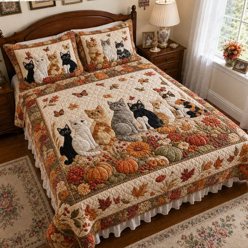 Peaceful Purrs 3-Piece Quilted Bedding Set NCU0PTT3320