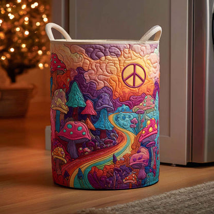 Peaceful Shroom Village Quilted Laundry Basket NCU0NXD1051