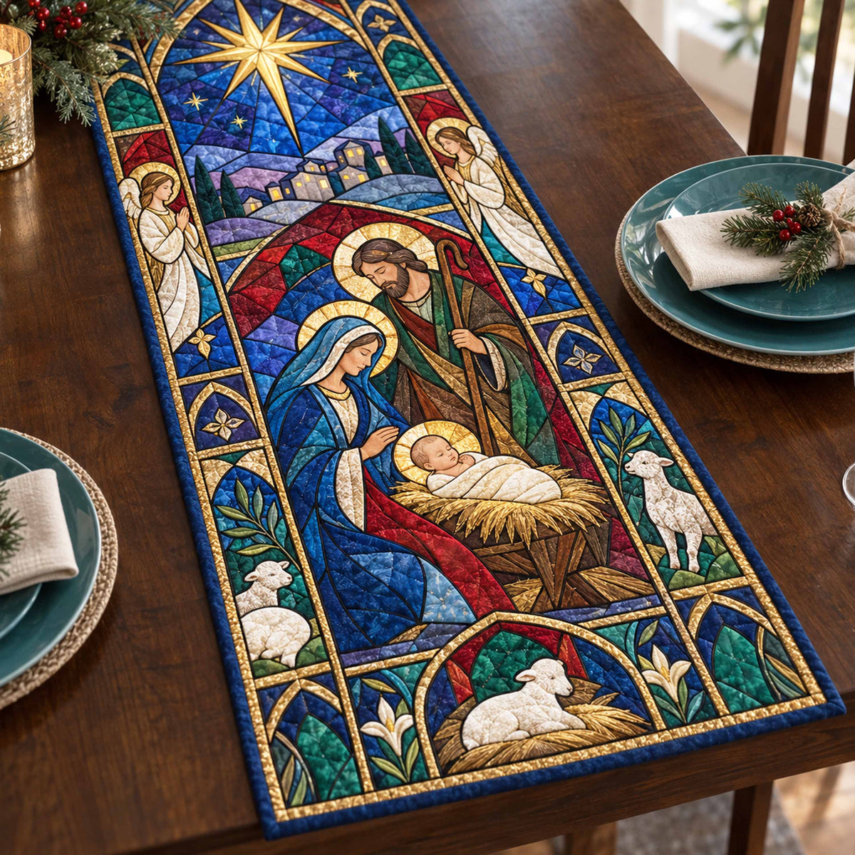 Peaceful Stable Quilted Table Runner NCU0NTD2332