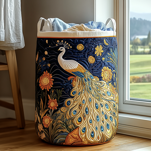 Peacock Garden Quilted Laundry Basket NCU0DDK1046