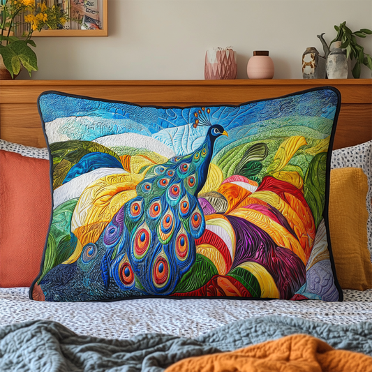 Peacock Vibes Quilted Bedding Pillow Case NCU0DDK316