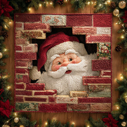 Peeking Santa Quilted Table Topper NCU0NTV580