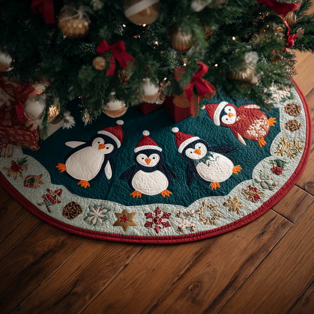 Penguin Dream Christmas Quilted Tree Skirt NCU0DDK1860