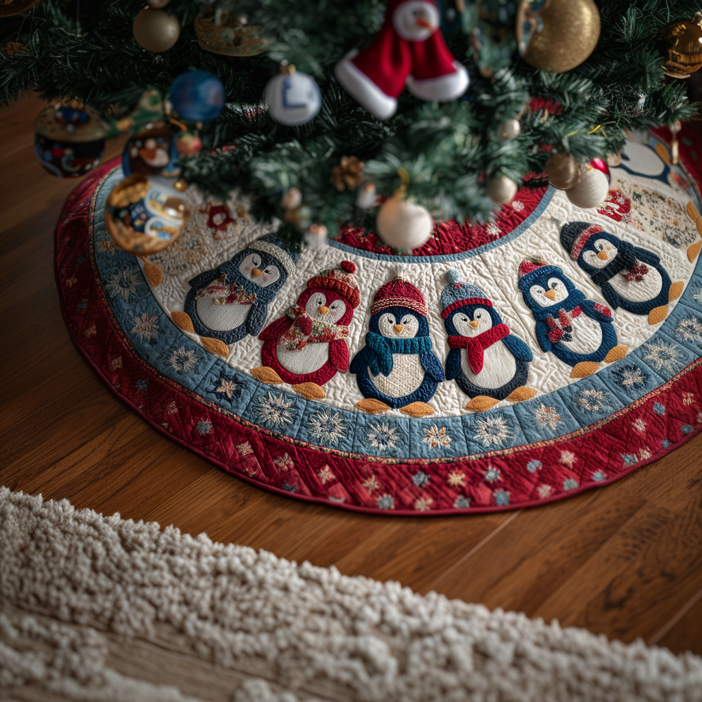 Penguin Glow Christmas Quilted Tree Skirt NCU0DDK1738