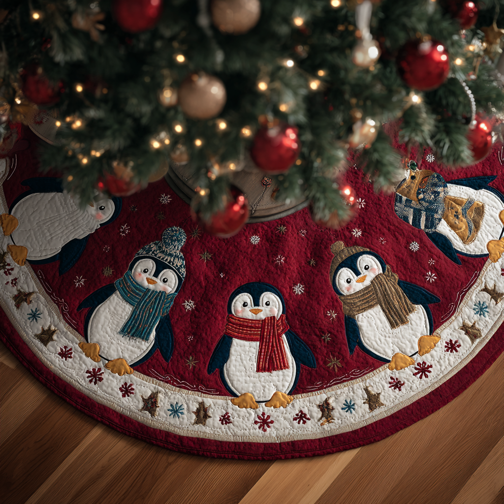 Penguin Glow Christmas Quilted Tree Skirt NCU0DDK1865