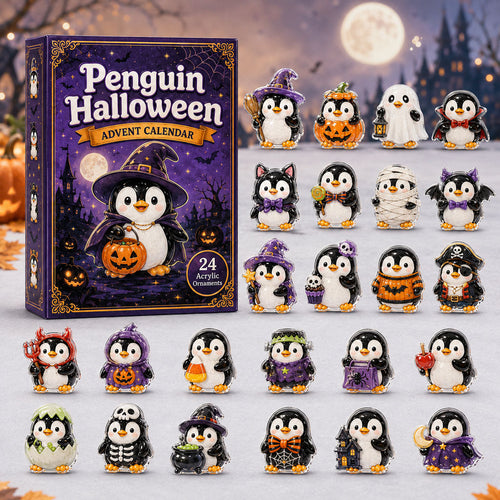 HALLOWEEN KICKOFF 40% OFF - Penguin Halloween Advent Calendar 2026 - 24-Day Festive Countdown, Acrylic Charms Blind Box - Gift For Penguin Lovers AC0HA077