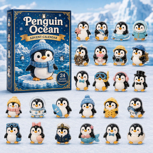 CHRISTMAS KICKOFF 40% OFF - Penguin Ocean Advent Calendar 2026 - 24-Day Festive Countdown, Acrylic Charms Blind Box - Gift For Ocean Lovers AC0HA021