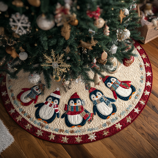 Penguin Spirit Christmas Quilted Tree Skirt NCU0DDK1739