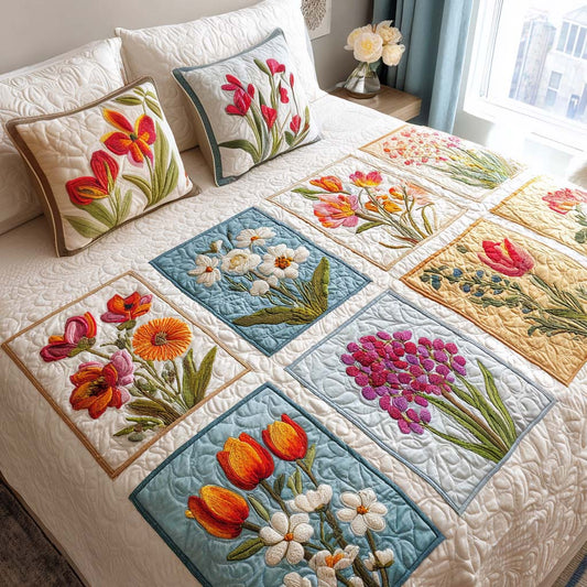 Petal Charm 3-Piece Quited Bedding Set NCU0NNT864