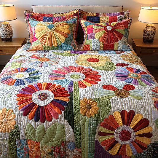 Petal Circle 3-Piece Quilted Bedding Set NCU0NTD1203