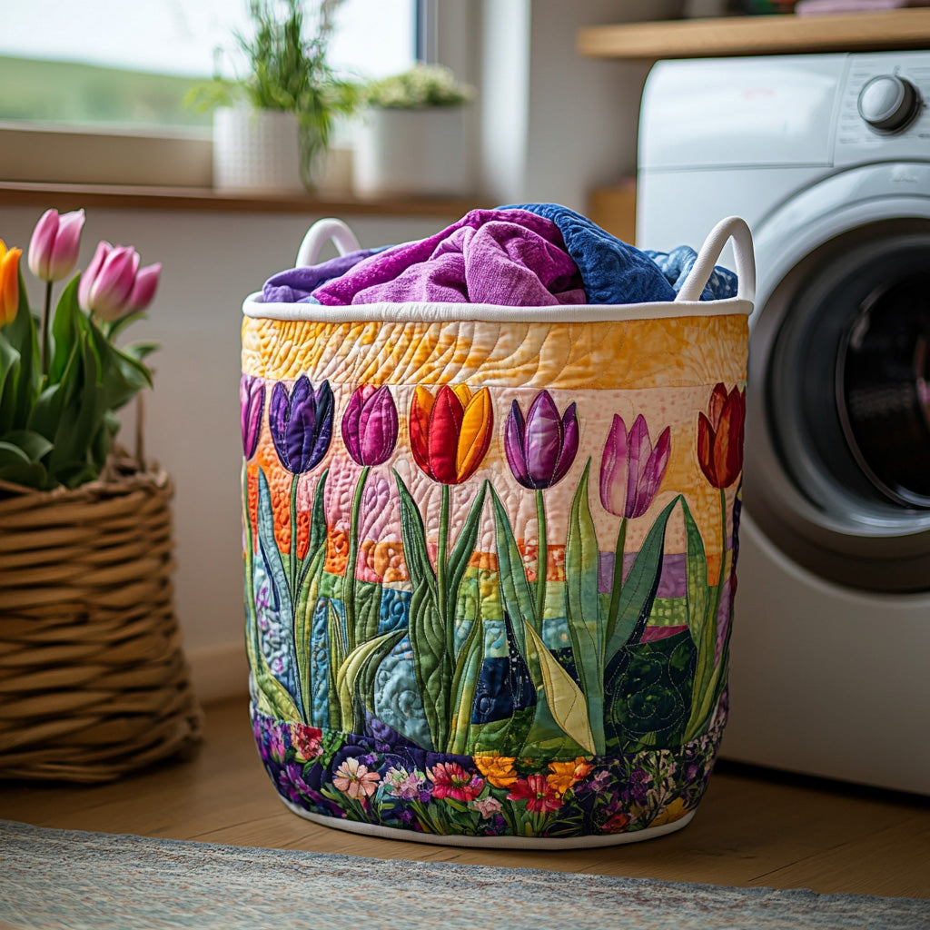 Petal Fields Quilted Laundry Basket NCU0DV737
