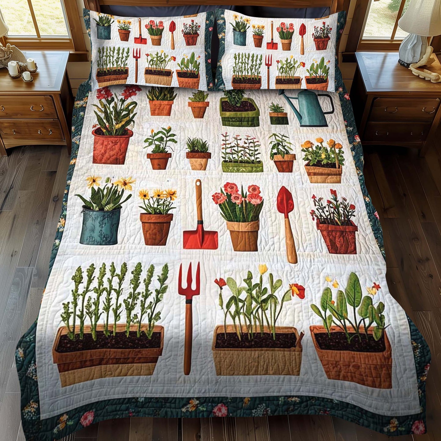 Petal Harvest 3-Piece Quilted Bedding Set NCU0NT1155
