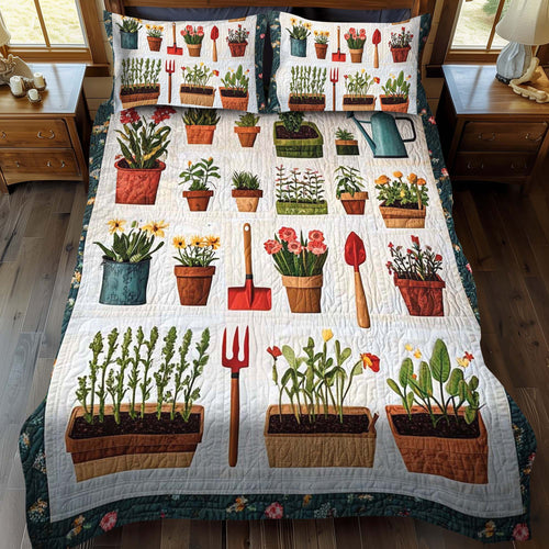 Petal Harvest 3-Piece Quilted Bedding Set NCU0NT1155