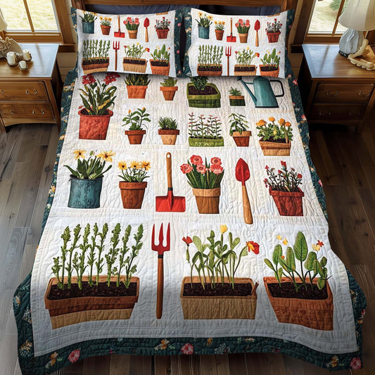 Petal Harvest 3-Piece Quilted Bedding Set NCU0NT1155