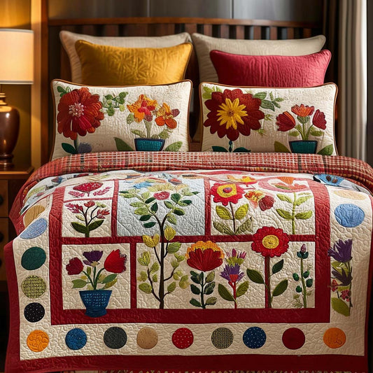 Petal Haven 3-Piece Quilted Bedding Set NCU0NNT2535