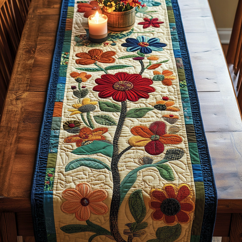 Petal Magic Quilted Table Runner NCU0NVH331